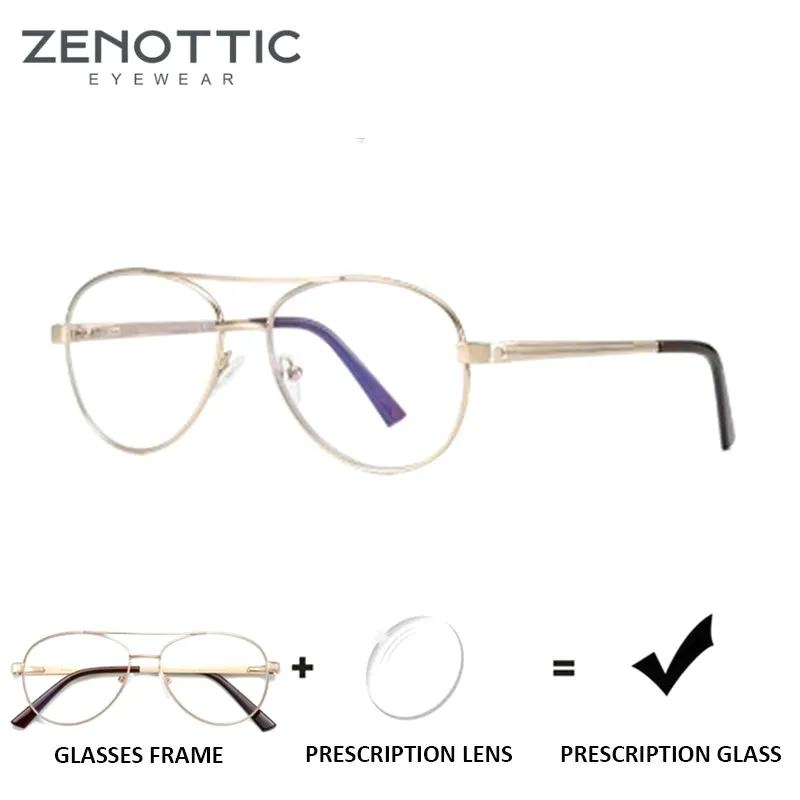 

ZENOTTIC Pilot Prescription Progressive Eyeglasses Men Photochromic Anti Blue Light Glasses Double Bridge Optical Myopia Eyewear