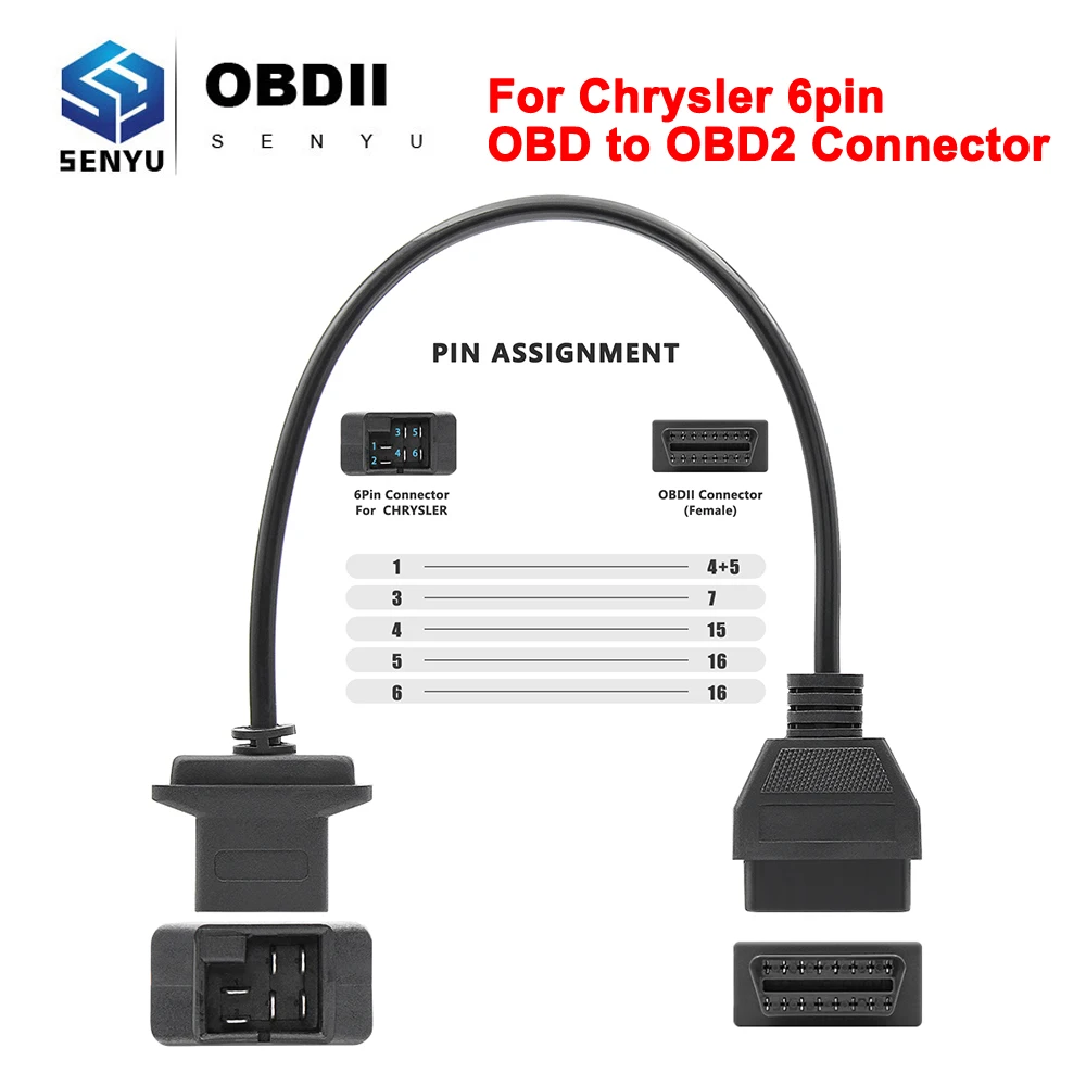 Chrysl 6Pin Obd2 Csatlakozó Adapterhez Obd -Hez Az Obd2 16Pin -Hez A Chrysler Obd 2 Obd2 Car Diagnostic Auto Tool Car Extension Kábelhez