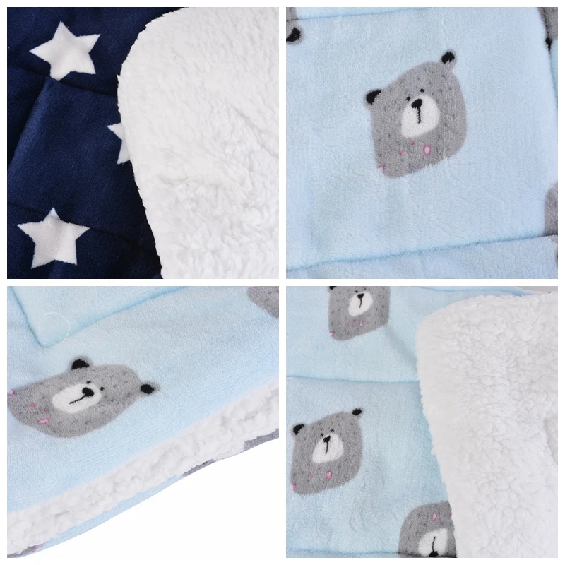 1PC Beds& Sofa For Small Dogs Mats Accessories For Dogs Cute Bear Printed Portable Warm Soft Cottom Pet Dog Mat Blanket