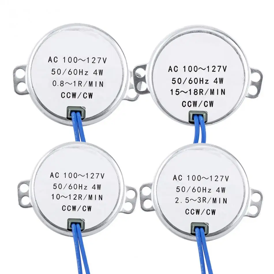 1 шт. AC 100-127V 4W синхронный двигатель 50/60Hz CCW/CW мотор-редуктор(0,8-1 об/мин
