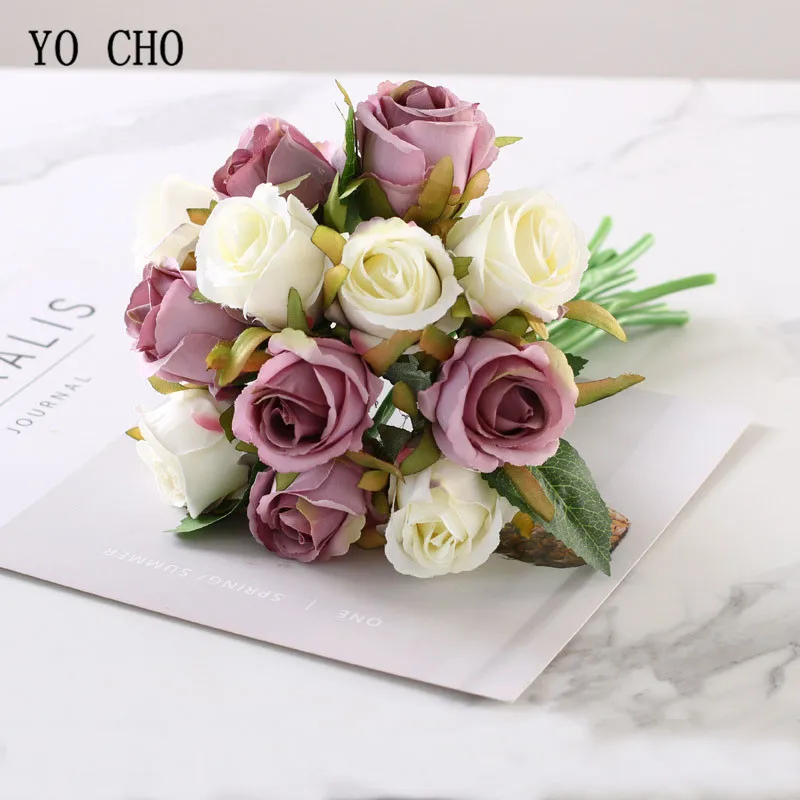 Bridesmaid wedding bouquet roses artificial flower  (16)