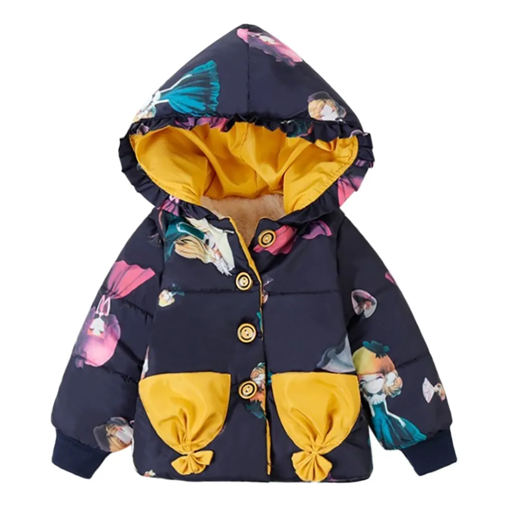 Зимние куртки для девочек; детская зимняя теплая куртка-пуховик с принтом и пуговицами для девочек; пальто с капюшоном; Лидер продаж; L501002 - Цвет: NY