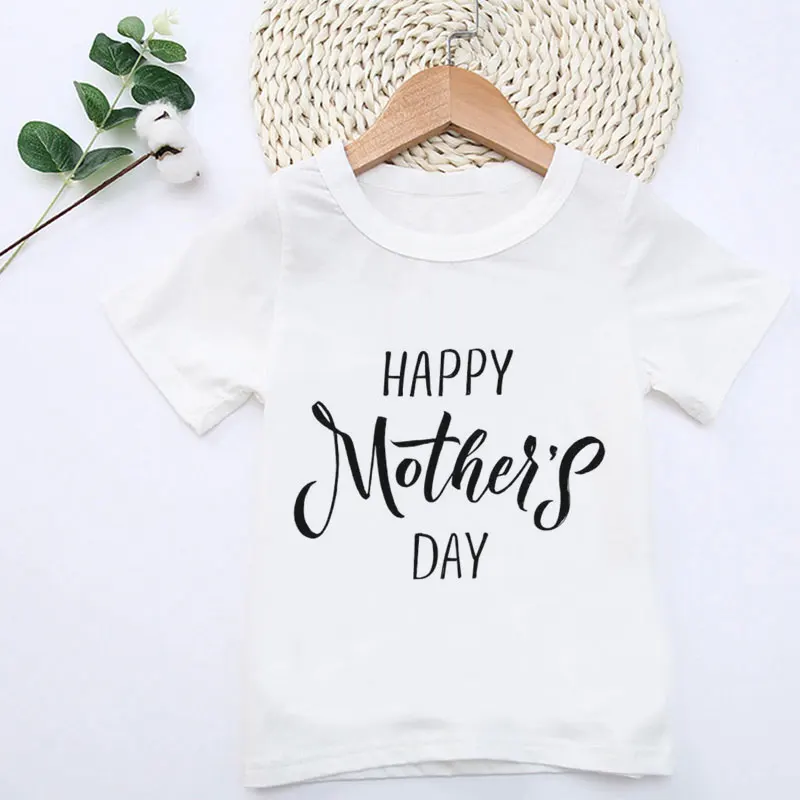 Vogue Happy Mother's Day Harajuku Cute Print Girls Shirts Summer White Clothes T-shirt Kids Harajuku Funny Boys T Shirts Kawaii - Цвет: 3704