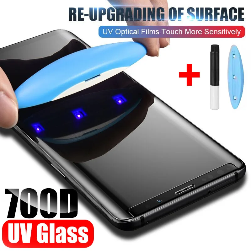 

UV Tempered Glass For Samsung Galaxy S10 S9 S8 Note 10 Plus 9 8 700D Full Liquid Screen Protector For Samsung S8 S7 Edge Glass