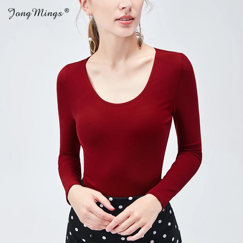 

Simple Autumn Womans Tops Long Sleeve Rould Collar T Shirts Casual Trim Tight Bottom Ladies Tops Korean Style T-shirt Femme
