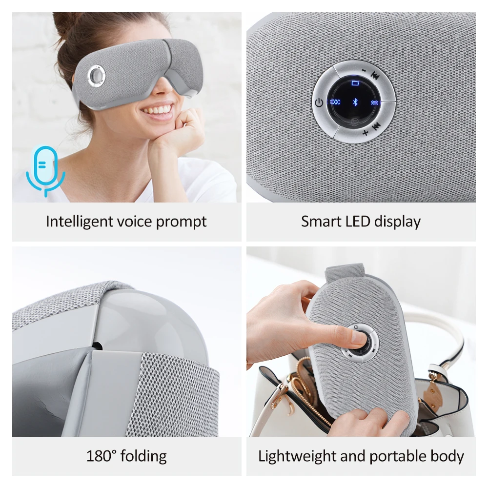 Masaj ocular cu vibrații wireless, instrument de îngrijire a ochilor, încălzire, muzică vocală inteligentă, ameliorează oboseala, cercurile întunecate, pliabil_voghion.com