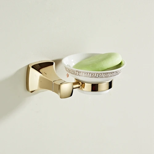 Soap holder Vidric Золотая Роскошная Полка для полотенец для ванной комнаты, держатель для туалетной бумаги, крючок для халата, держатель для полотенец, держатель для сушки, корзина для мыла ELG8530 - Цвет: Soap holder