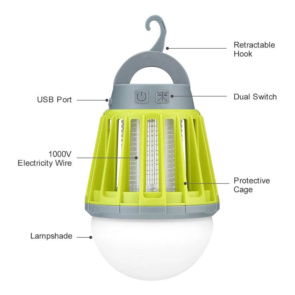 

Hot New Outdoor Camping Mosquito Killer Lamp Insect Mosquito Repeller Killer Bug Light Waterproof UV Light Bulb USB Charging Hom