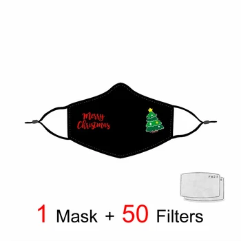 

Santa Claus Christmas Tree Masks Reusable Dust-proof Masks Snow Mask Pattern Kids Gift Children Face Masks Embroidery Pink Black