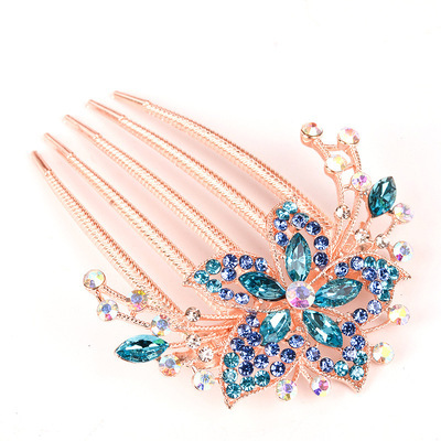 Colorful Flowers Rhinestone Hairpins Retro Women's Hollow Out Crystal  Hair Comb Hairpin Fashion Hair Accessories Headdress