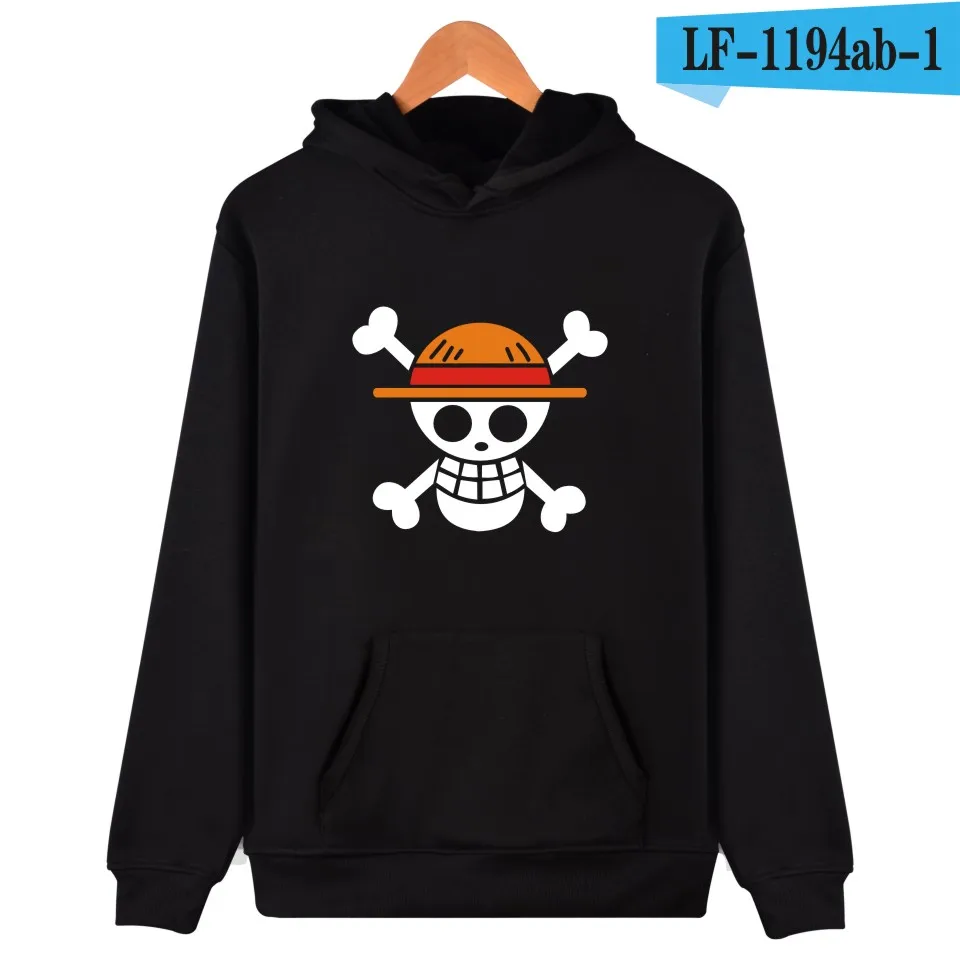 black Аниме one piece толстовки для мужчин/мальчиков толстовки Толстовка хлопок стиль уличная мода один кусок плюс размер больше размер d Толстовка - Цвет: black
