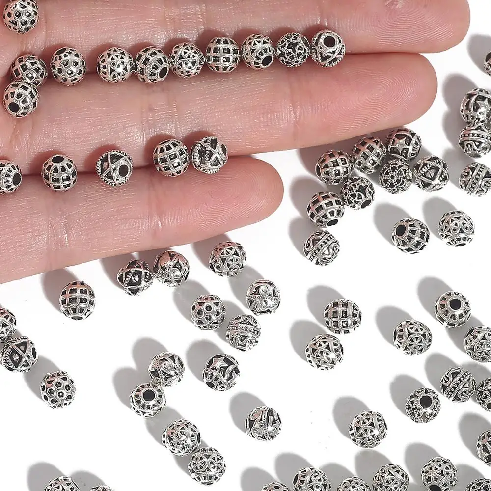20pcs 6mm Tibetan Silver Plated Metal Spacer Beads for Jewelry Making