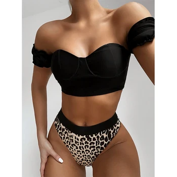 

Leopard print bathing suit women High waist bikini 2020 Brazilian thong swimsuit push up knot swimwear bathers Micro bikini set