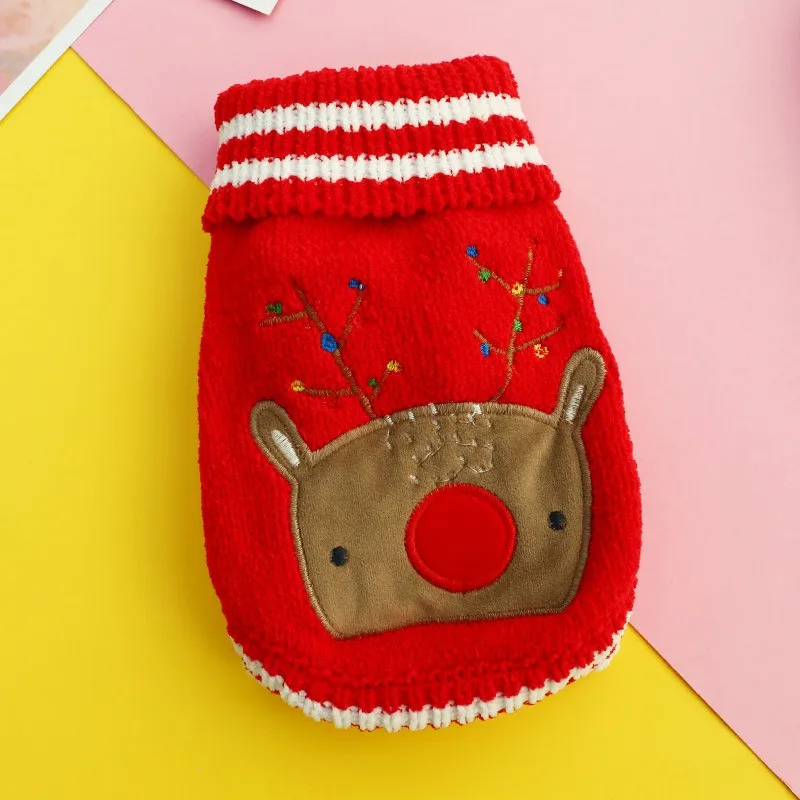 Теплый свитер для щенка, вязаное пальто из мягкой ткани с милым котом, свитер, зимняя теплая одежда для домашних животных, для кошек, собак