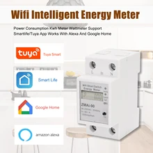 Single Phase Din-schiene Wifi Intelligente Energie Meter Power Verbrauch Kwh Meter Wattmeter Smart Kompatibel mit Alexa und Google