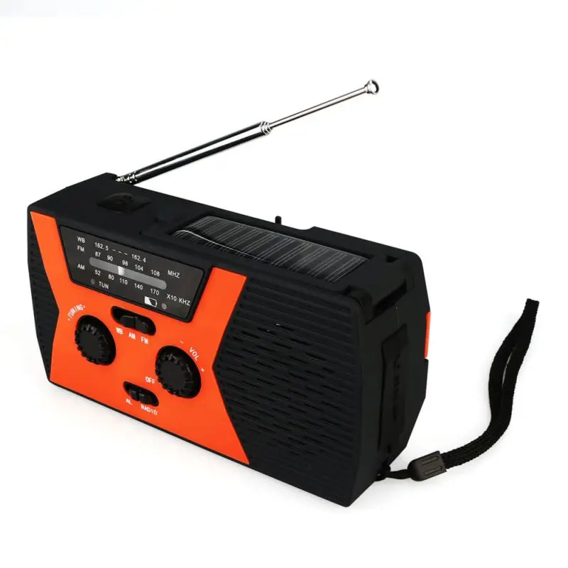 

Solar FM AM NOAA SOS Radio Weather Alert, Outdoor Waterproof LED Light Emergency Manual Crank Radio