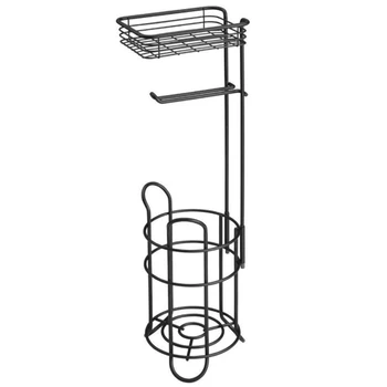 

European-Style Roll Paper Holder with Storage Basket Iron Paper Towel Rack Toilet Floor Tissue Storage Rack
