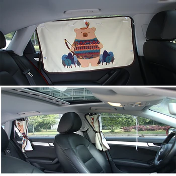 

JGAUT 50x70cm Cartoon Suction Cup Sunshade Window Shade Cloth Anti-UV Anti Sun Block Creative Cute Car curtain