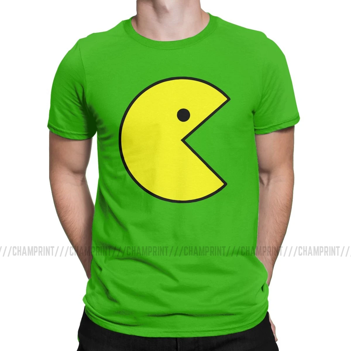 Винтажные футболки Pac-man, мужские хлопковые футболки с круглым вырезом, Pacman Pakkuman, ретро 80 s, аркадные игры, футболки с коротким рукавом, одежда для взрослых - Цвет: Зеленый