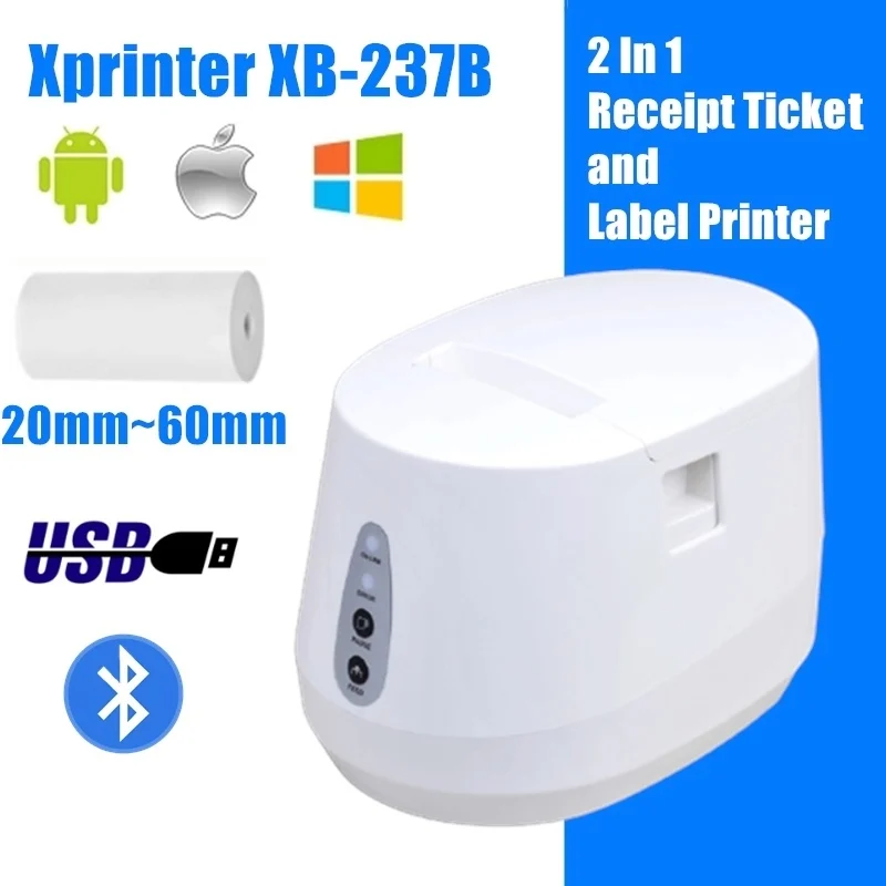 20Mm-58Mm Label dan Penerimaan Dual-Purpose Thermal Printer QR Barcode Printer Kasir Kualitas Tinggi untuk supermarket Toko dan Teh
