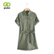 GOPLUS Sexy Turn Down Collar Women Playsuit Short Sleeve Belt Buttons Short Jumpsuit Chic Party Club Ladies Jeans Overalls C8952