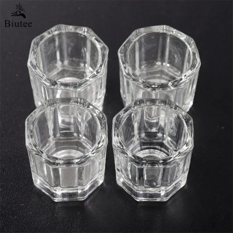 Biutee 1PC Crystal Glass Nail Cup Holder Container Nail Brush Washing Equipment Nail Tools Acrylic Liquid Glass For Nails Art 75ml 120ml ema nail art acrylic liquid monomer odorless polishing polymer carving dipping extending crystal nail liquid