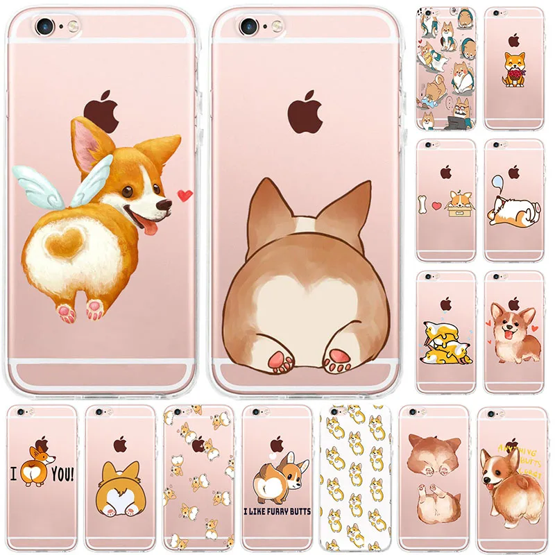 

Corgi Husky Butt Memes Ctue Animal Puppy Soft Clear Phone Case Fundas Coque Cover For iPhone 7 7Plus 6 6S 8 8PLUS X XS Max Case