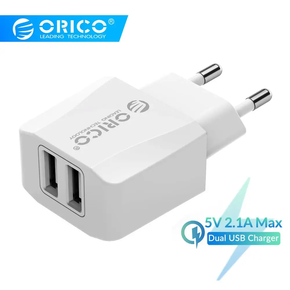

ORICO 5V 2.1A USB Charger 2 Port Travel Charger for iPhone iPad Samsung Xiaomi Huawei EU Plug Mobile Phone Charger