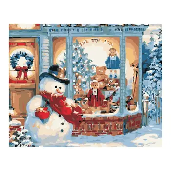 

Paint For Adults and Kids DIY Oil Painting Kits Pre-Printed Canvas Snowmans