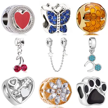 

Luxurious Big Statement Cherry Moon Bear Paw Map Mickey Pendants Beads Fit Pandora Bracelets for Women Charms DIY Jewelry