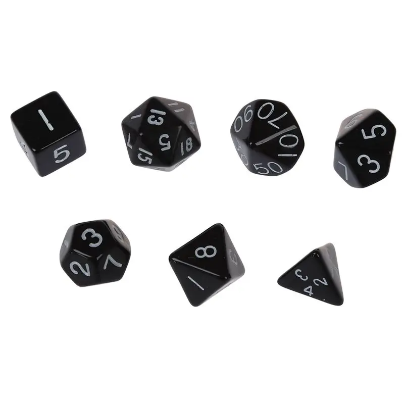 Набор 7 шт. Dice Die D4~ D20 для игр RPG Подземелья и Драконы D& D Black