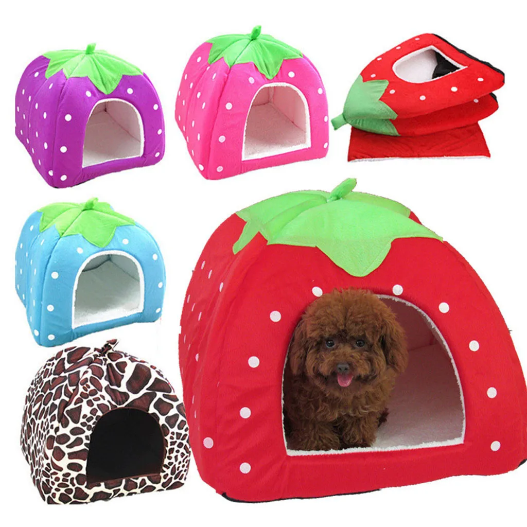 Soft Strawberry Pet Dog Cat House Comfortable Kennel Doggy Bed Foldable Fashion Cushion Basket Cute Animal Cave Pet Products * Soft Strawberry Pet Dog Cat House Comfortable Kennel Doggy Bed Foldable Fashion Cushion Basket Cute Animal Cave Pet Products *