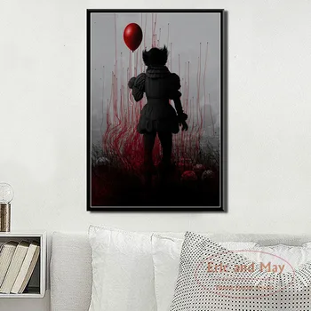 

IT Movie Stephen King Horror Movie Film Star Art Painting Vintage Canvas Poster Wall Home Decor