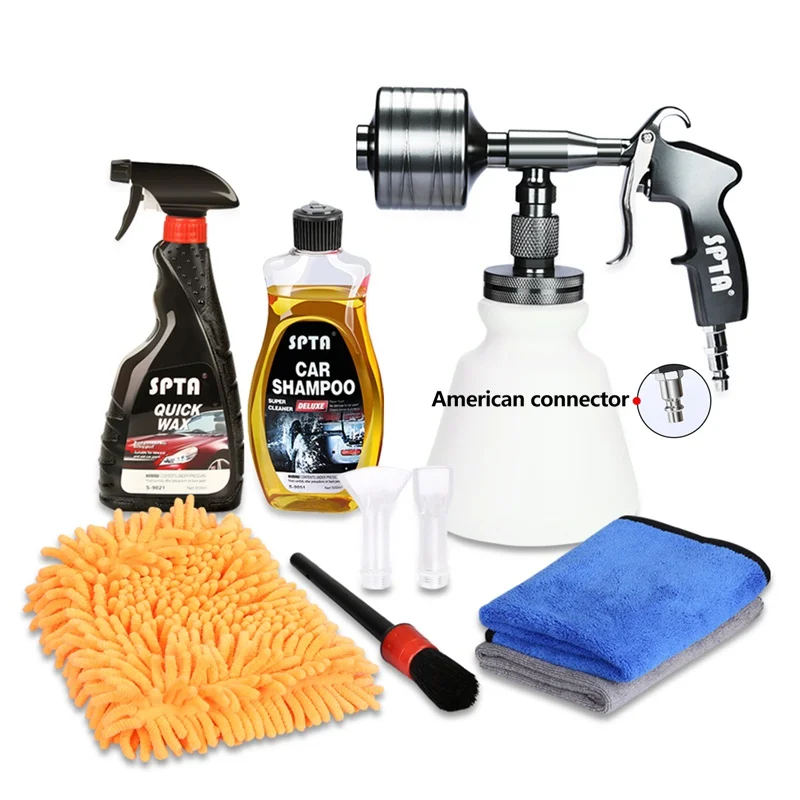 American Connector SPTA пистолет для пены высокого давления 500 мл автомобильный шампунь и быстрый воск из микрофибры тканевые перчатки щетка для чистки титановое покрытие пистолет для распыления воды - Цвет: American Connector