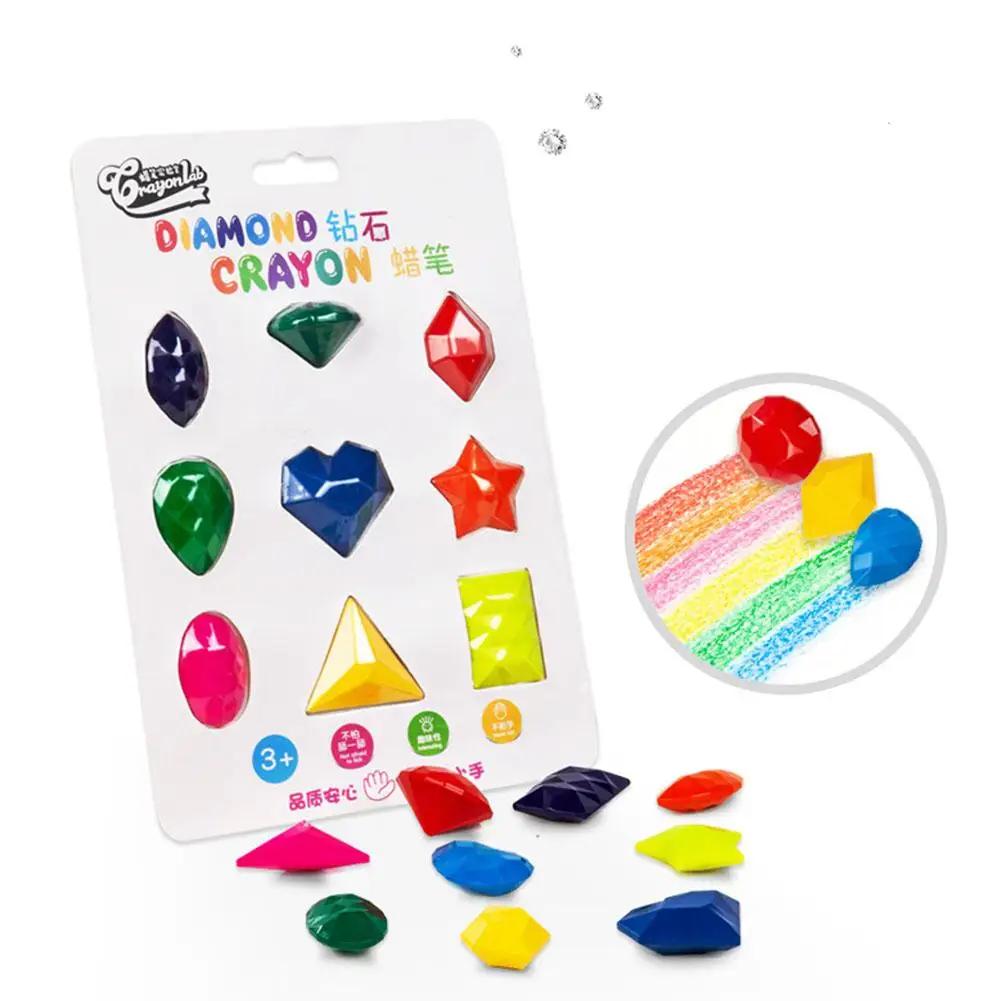 

Kuulee 9 Colors Magic Pastels Crayon Diamond Jewelry Shape Safe Non-toxic Material Certified Toy Early Education Pastels Set