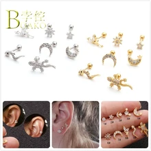 Животные серьги из нержавеющей стали костяные серьги для женщин/мужчин Циркон Луна нострилы для пирсинга серьги готический девушка пирсинг украшения для тела B5