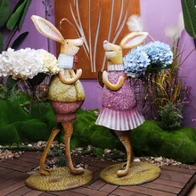 Металлический кролик садовые статуэтки на открытом воздухе Рождественский Декор украшение двора, сада Животные садовый гном украшения открытый газон Декор