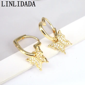 

8Pairs Gold Color Pave CZ Crystal Padlock Star Heart Buttertfly Drop-Earrings Elegant Jewelry Dangle Earrings