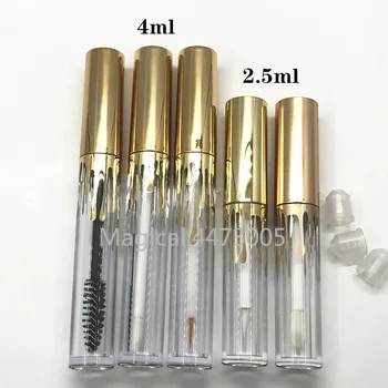 

10-100pcs 2.5ml 4ml Empty Lip Gloss Tubes,Water drop Clear Mascara Tubes with Gold Cap,wave Eyeliner bottle Refillable Container