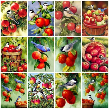 

Huacan Diamond Painting Full Bird Embroidery Animal Home Decoration Mosaic Apple Diamond Art Handmade Gift