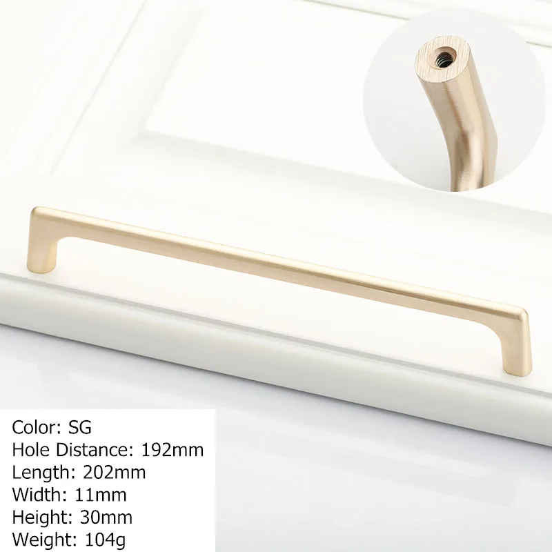 Brushed Copper 192mm Цинковый сплав Золотая Мебельная ручка твердый шкаф ручки для выдвижных ящиков кухонная дверная ручка для шкафа Тянет Современная ручка для мебели - Цвет: Brushed Copper 192mm