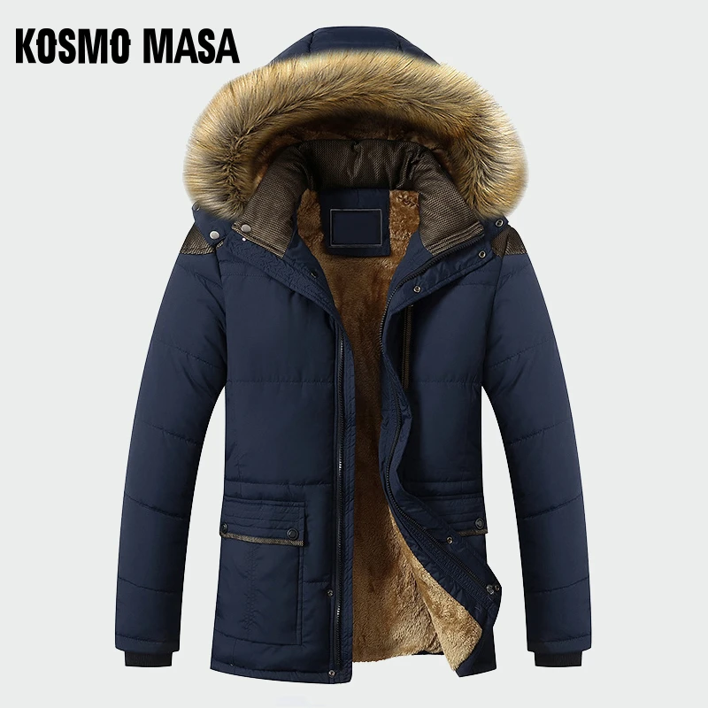 

KOSMO MASA Warm Long Winter Jacket Mens Hooded Waterproof Military Big Size Jackets Fur Parka Overcoats Thick Coat For Men MP036