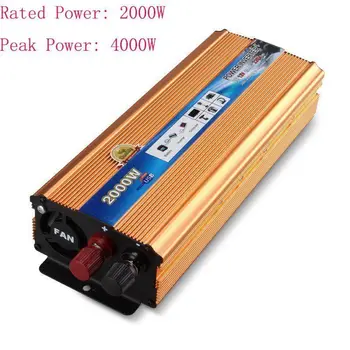 

Neutral DC 12V to 220V/2000W To Peak Power 4000W gold with USB charging inverter Car Power Inverter+Adapter Wire for Car Caravan