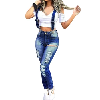 

LASPERAL 2020 New Summer Women Overalls Cool Denim Jumpsuit Ripped Holes Casual Jeans Sleeveless Jumpsuits Hollow Out Rompers