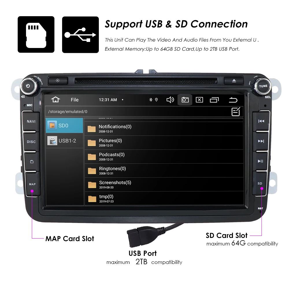Clearance 2din android9.0 4Gcar dvd for vwpassat b6 b7 golf 5 tiguan polo octavia rapid fabia car multimedia player OctaCore 4GRAM+64GROM 24