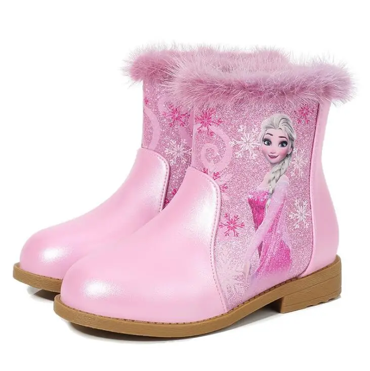 

2020 New Winter Girls Boots With Fur Fashion Princess Party Boots For Girls Children Waterproof Snow Boots Elsa Shoes
