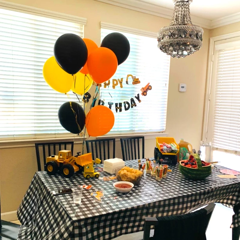 Construction Birthday Party Supplies Balloon Banner Cake Decorations Tractor Blender Dump Trucks Party Decorations for Kids Boys