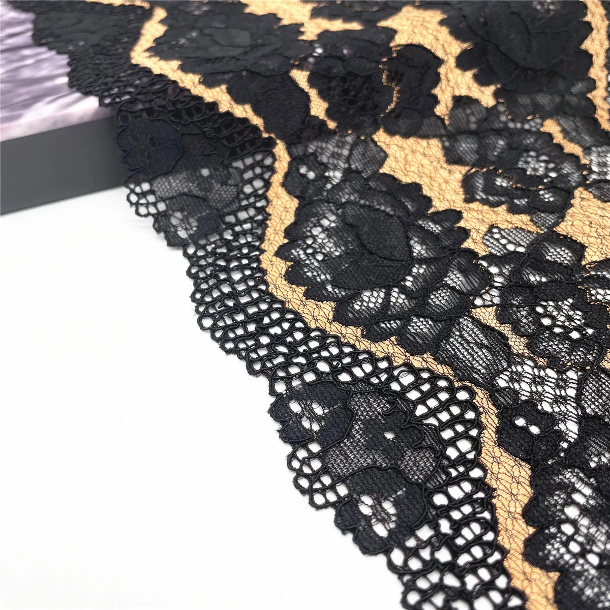 3y/lot Width 6 1/2 inch 16.50cm Two-Tone Orange Black Stretch Elastic Lace Fabric DIY Crafts Sewing Supplies Lingerie Material 2
