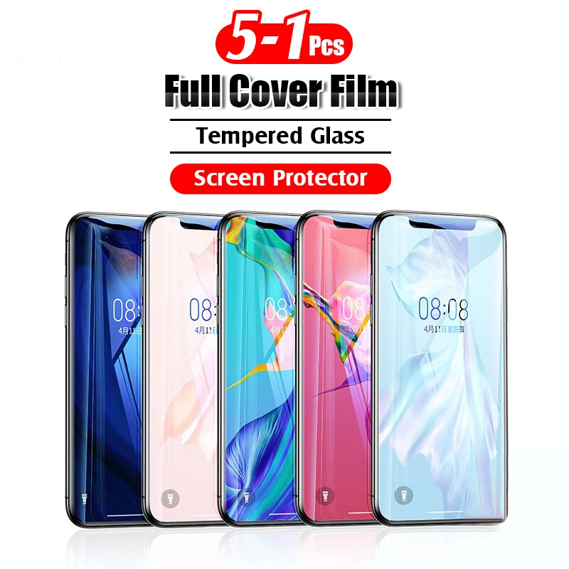 

5-1Pcs Protective Glass Tempered Glass For IPhone 11 Pro XS Max XR X Screen Protector For IPhone 8 7 6 6s Plus Full Cover Film
