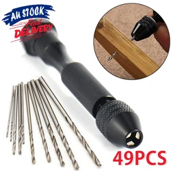 Mini taladro de mano de aluminio sin llave, herramienta rotativa de perforación para carpintería, Portabrocas, 49 Uds.